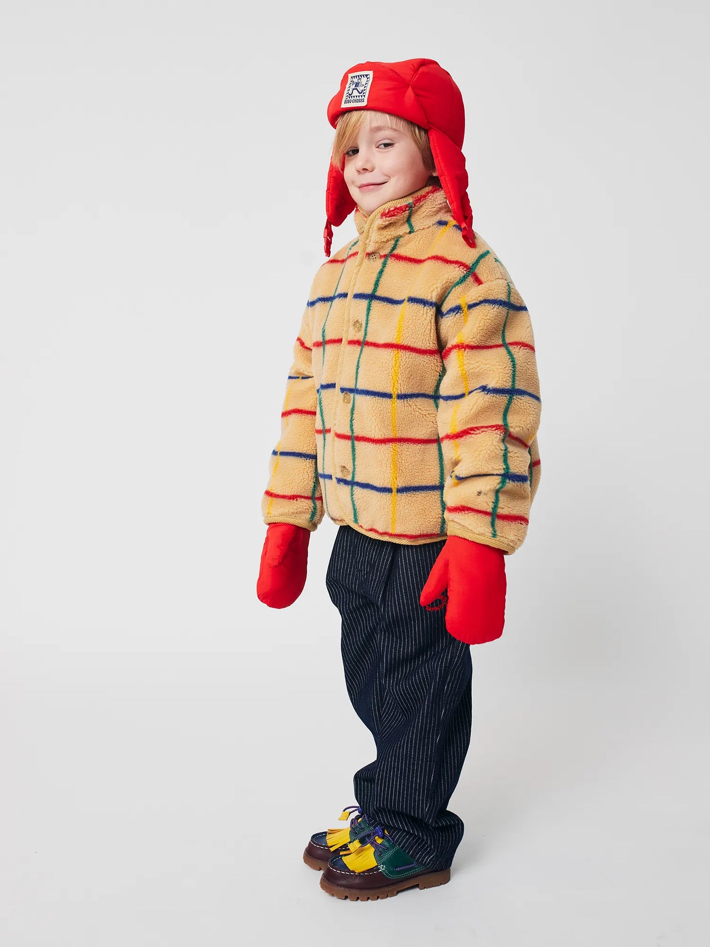 Color stripes sheepskin jacket