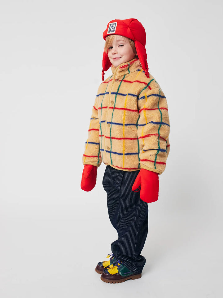 Color stripes sheepskin jacket