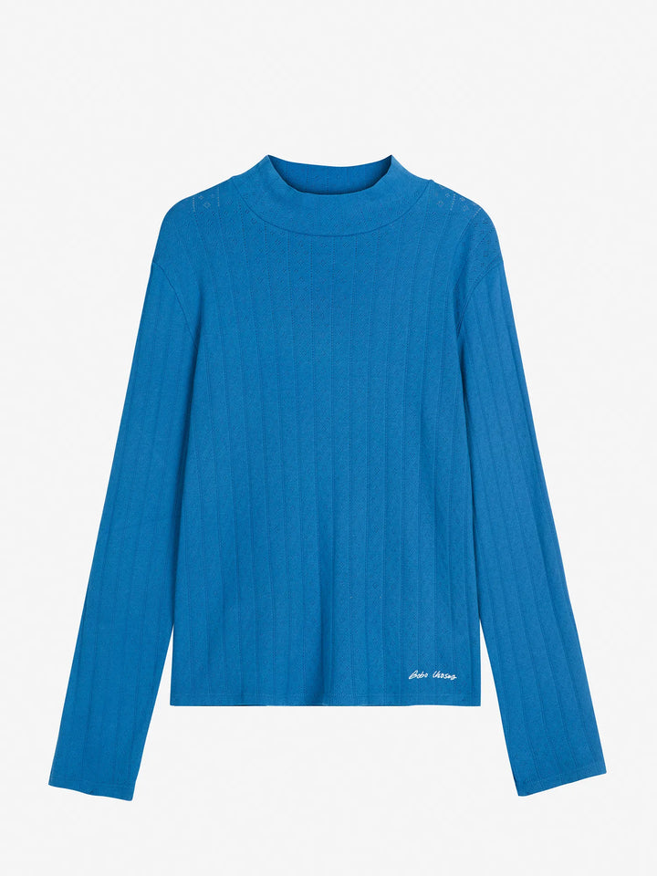 Openwork turtle neck T-shirt