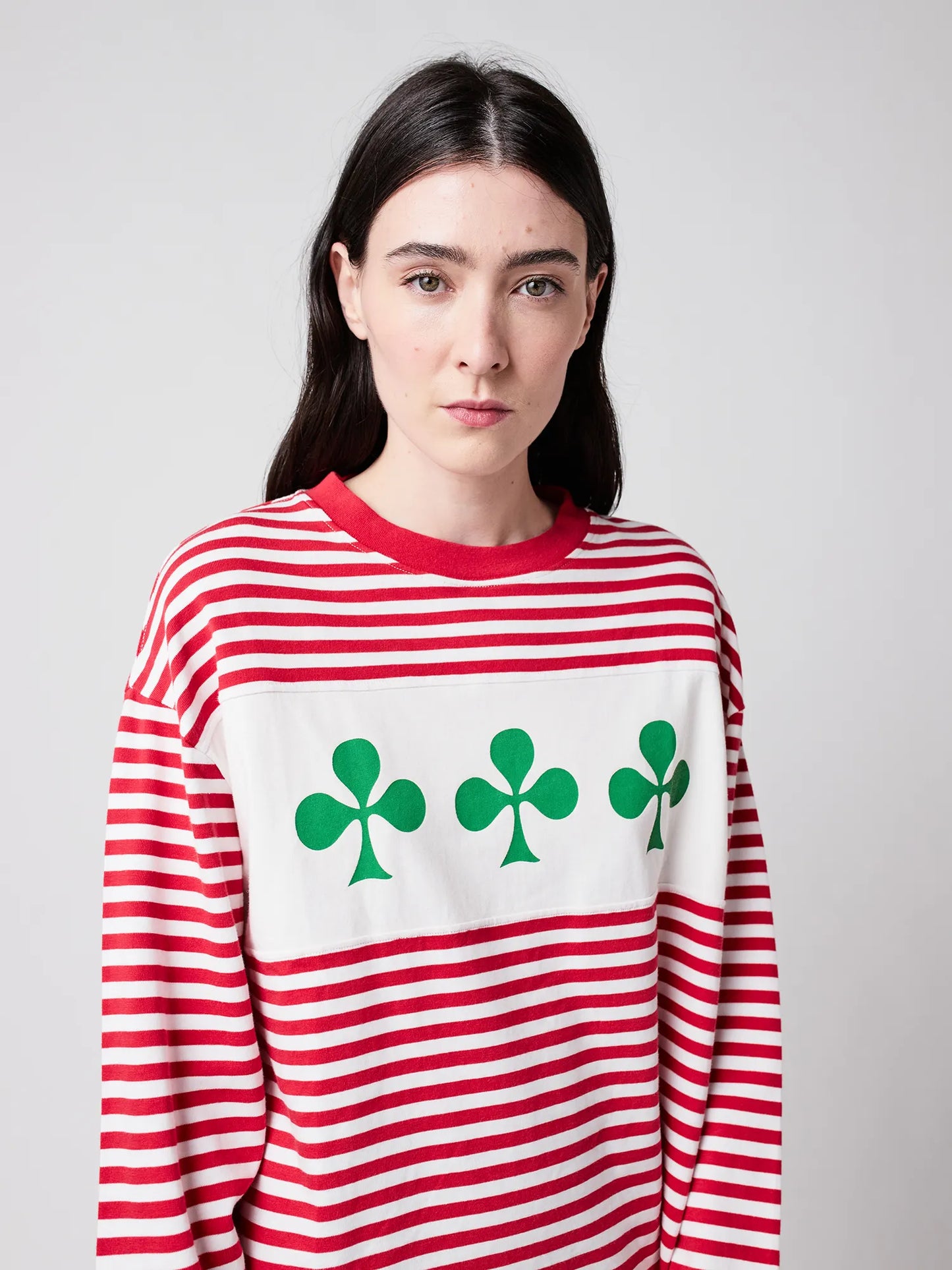 Lässiges Strick-T-Shirt mit Streifen Shamrock