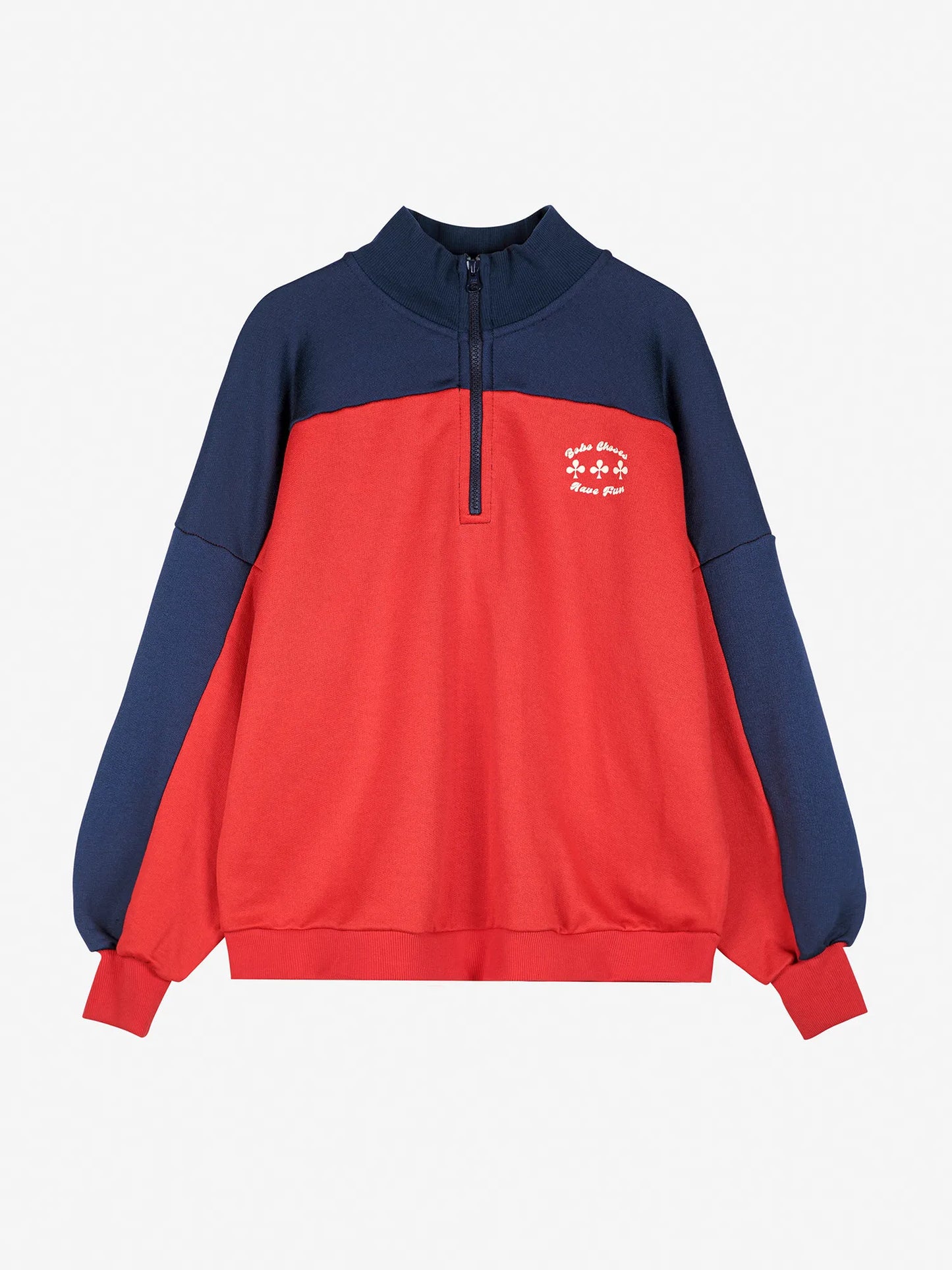Sweatshirt mit halbem Reißverschluss Color Block