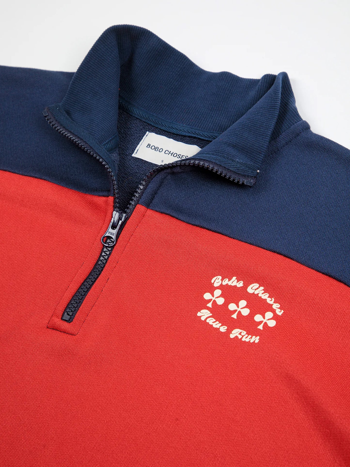 Sweatshirt mit halbem Reißverschluss Color Block