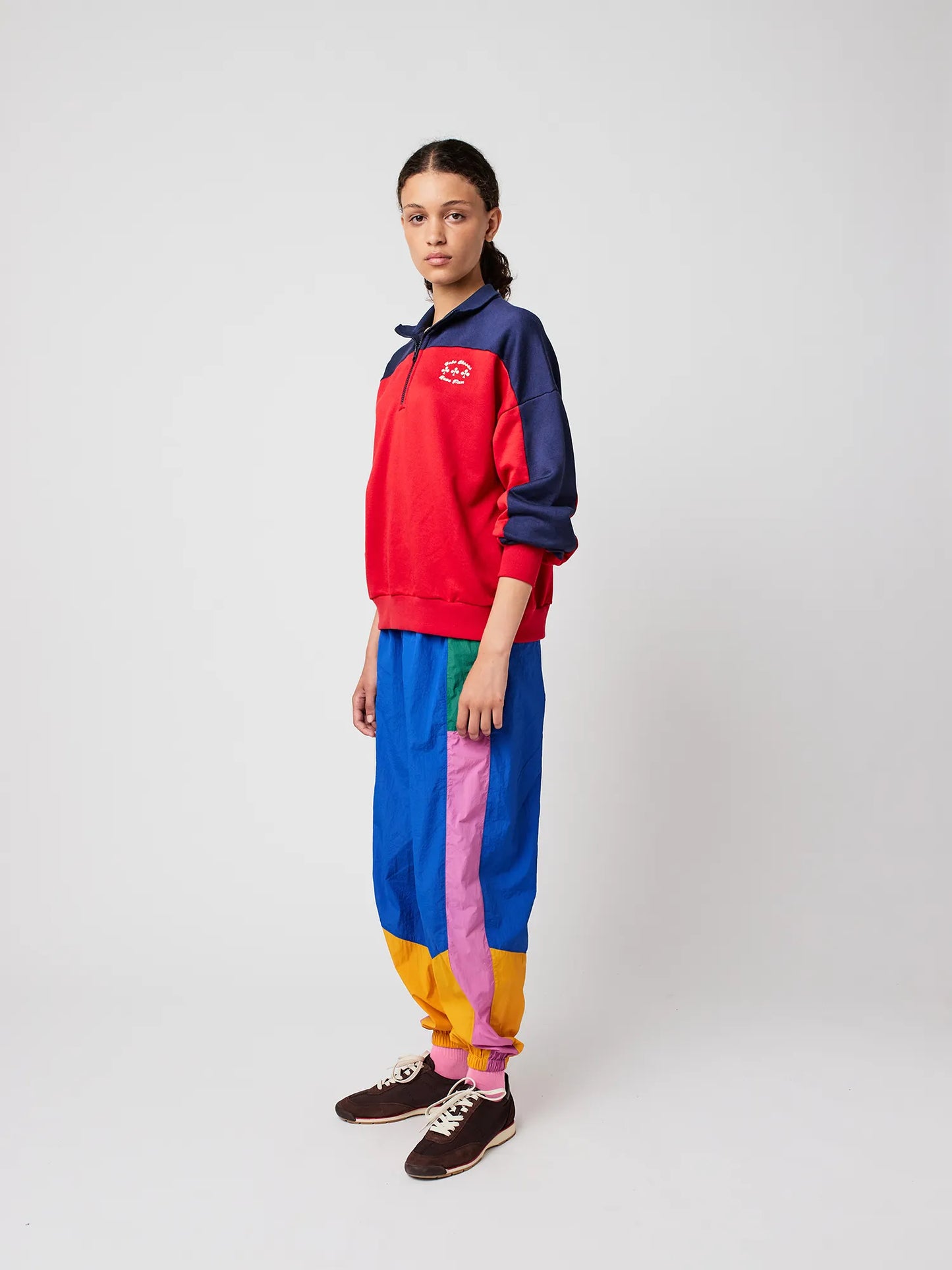 Sweatshirt mit halbem Reißverschluss Color Block
