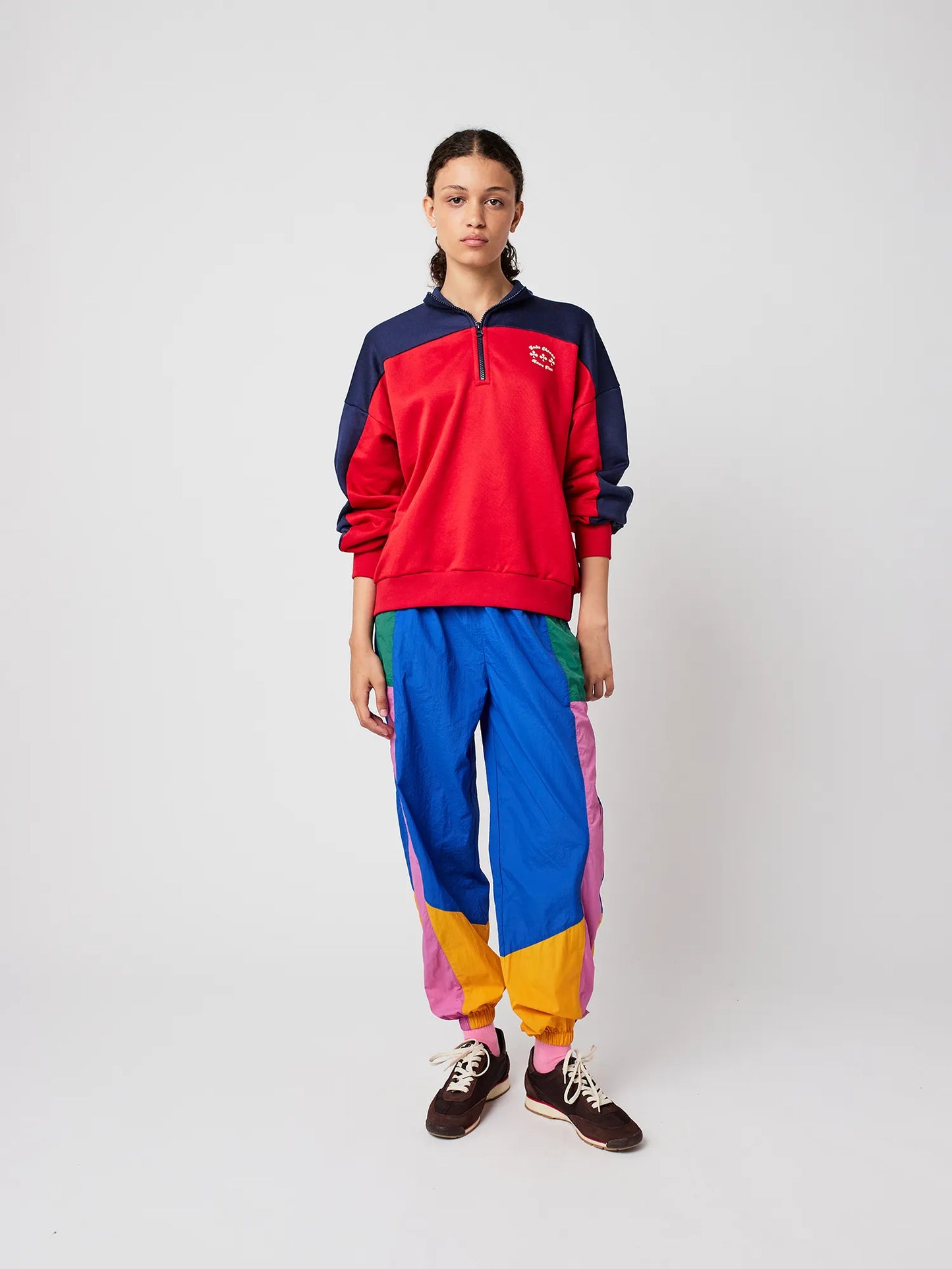 Sweatshirt mit halbem Reißverschluss Color Block