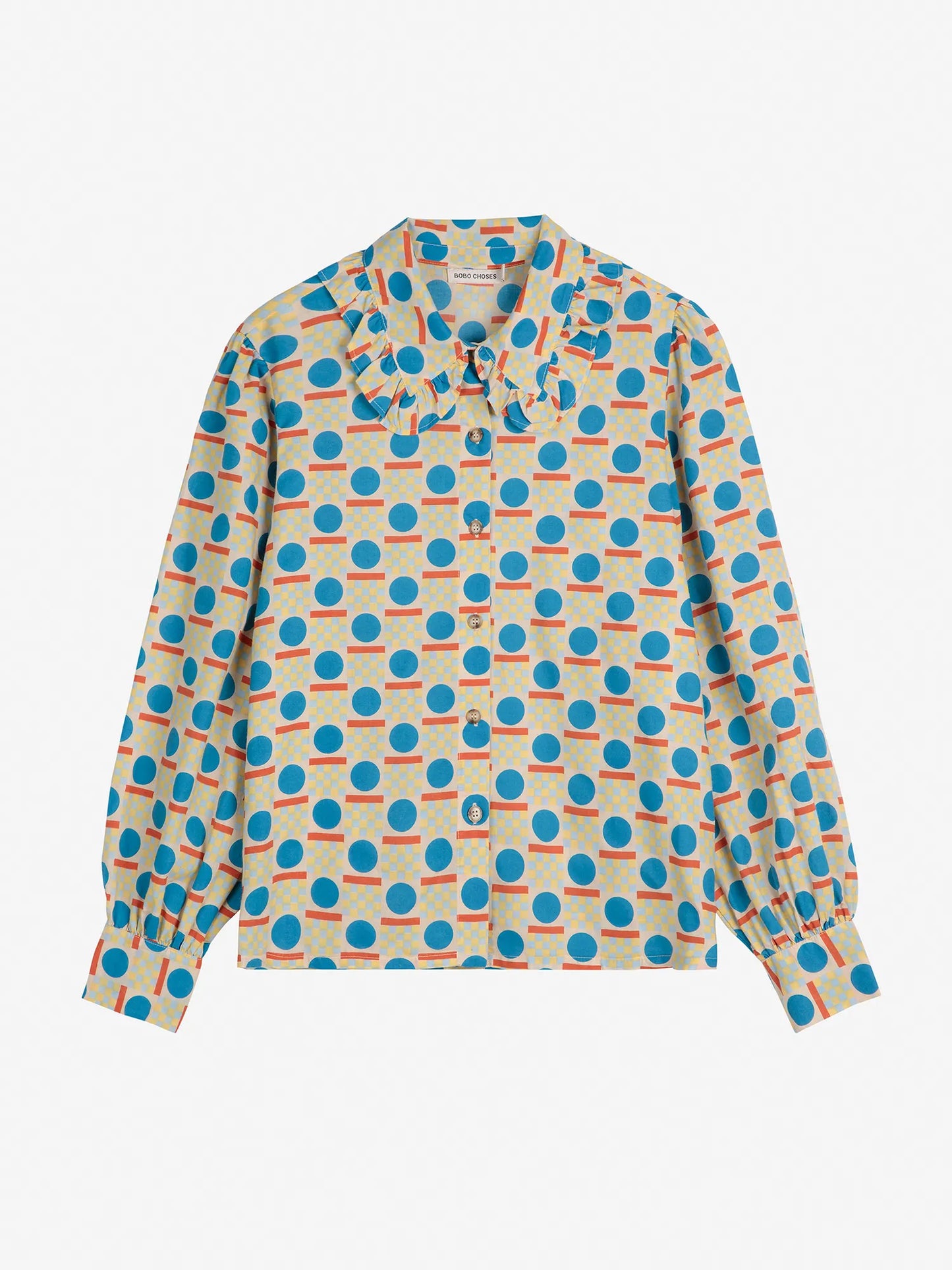 Geometric pattern collar shirt