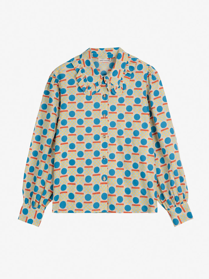 Geometric pattern collar shirt