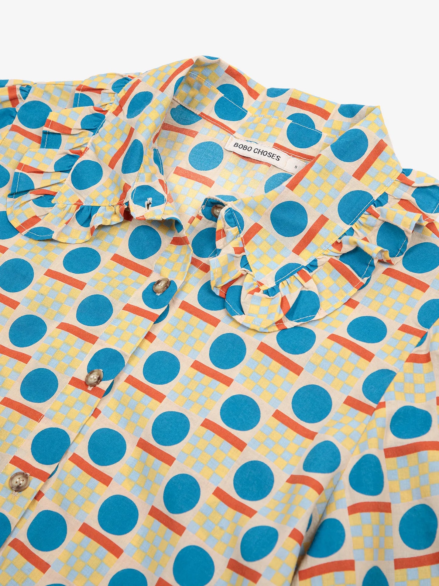 Geometric pattern collar shirt