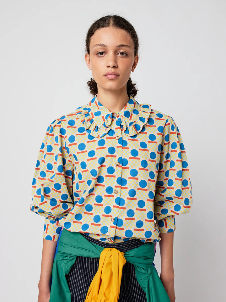 Geometric pattern collar shirt