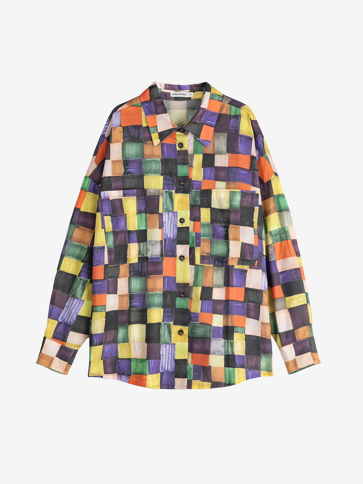 Rainbow Plaid Pattern relaxed shirt