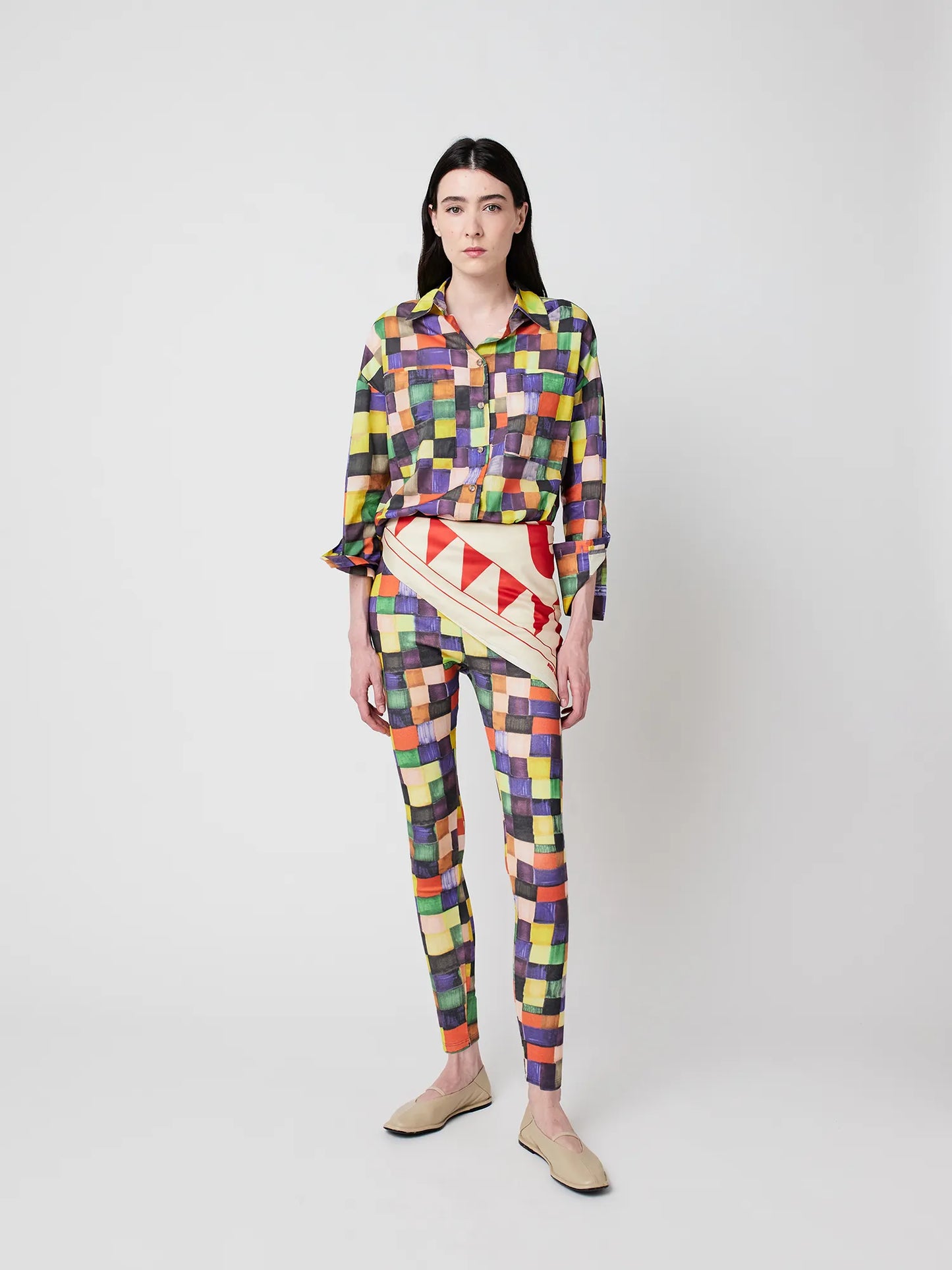 Rainbow Plaid Pattern relaxed shirt