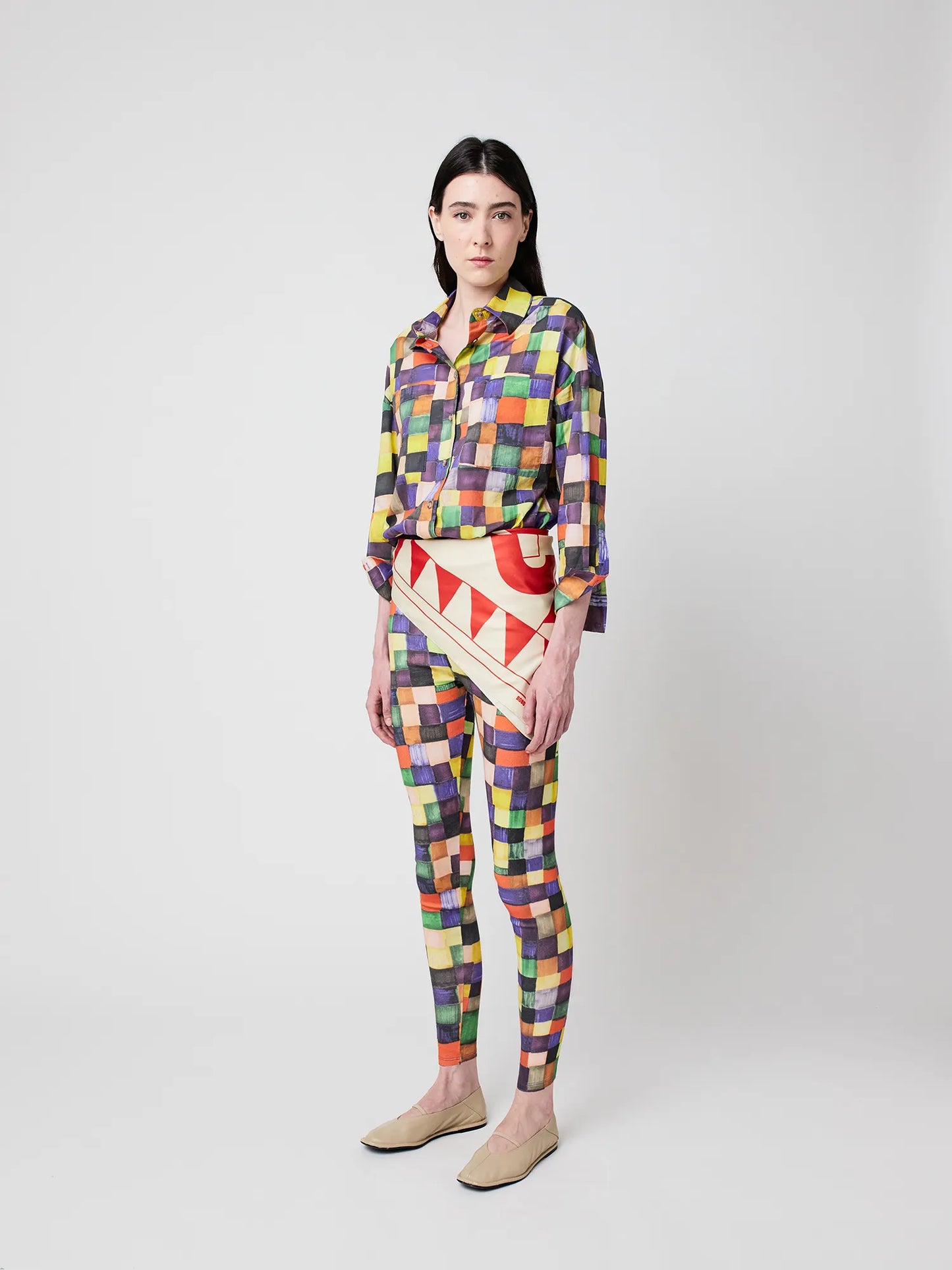 Rainbow Plaid Pattern relaxed shirt