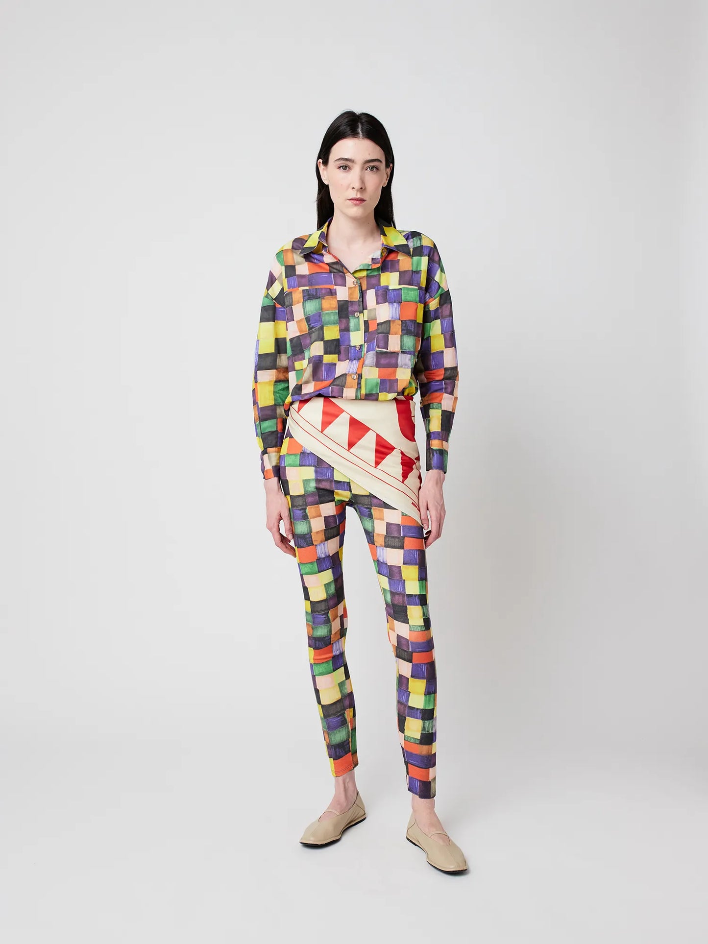 Rainbow Plaid Pattern relaxed shirt