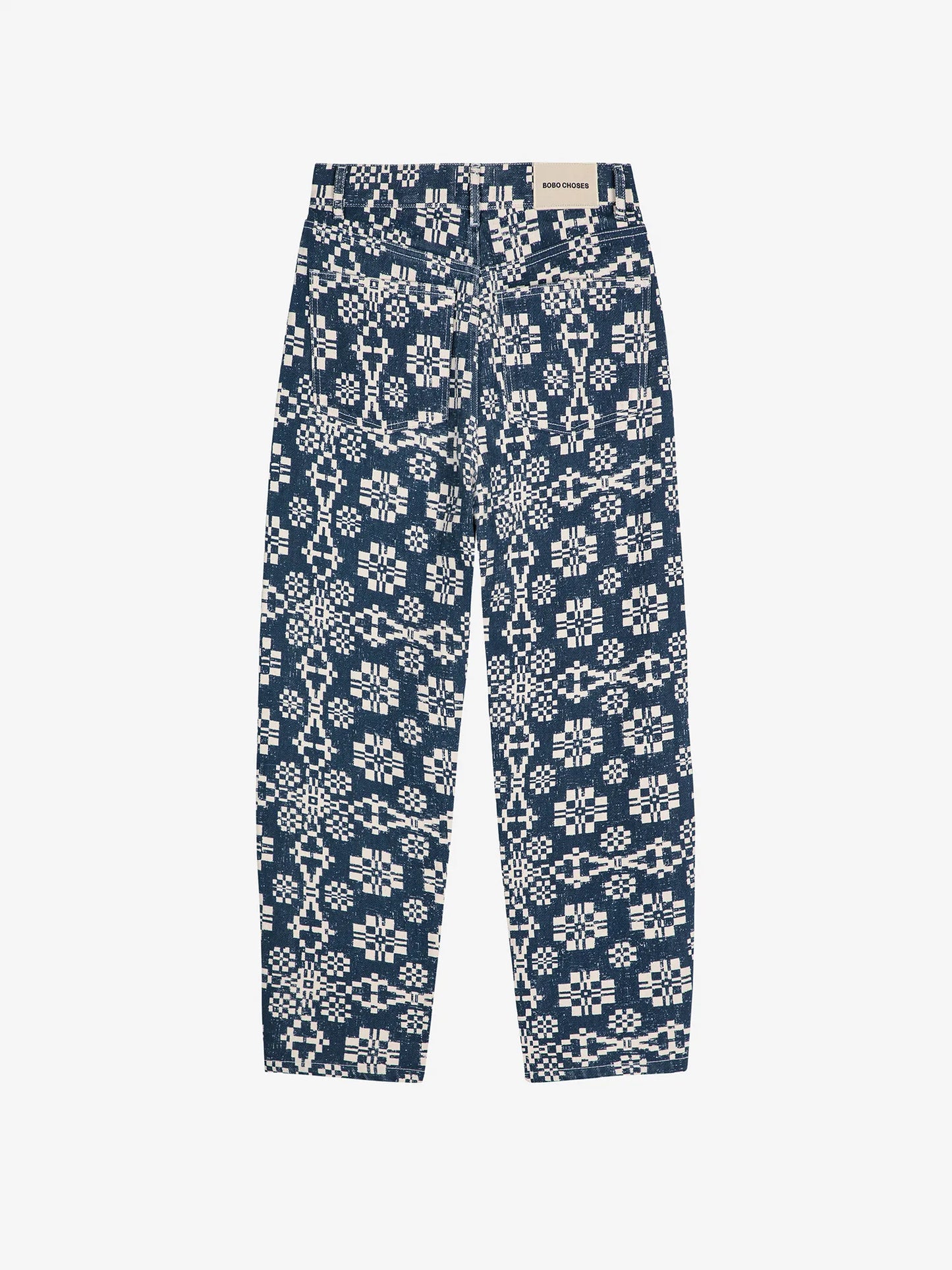 Kaleidoscope pattern high waist jeans