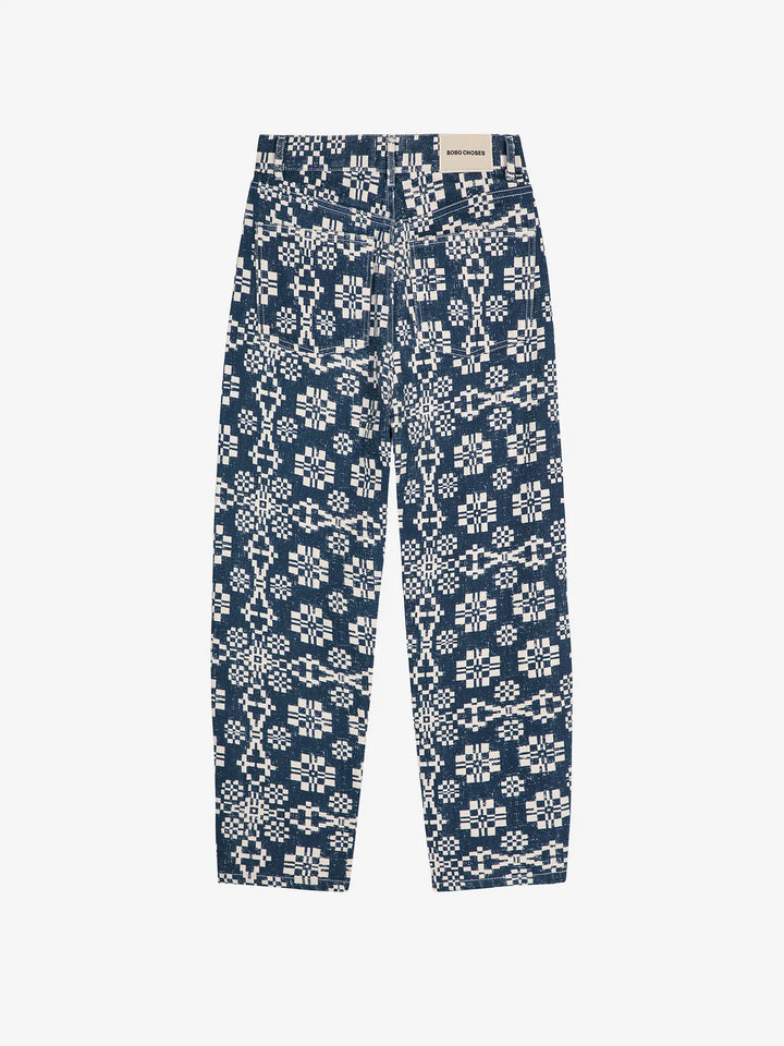 Kaleidoscope pattern high waist jeans