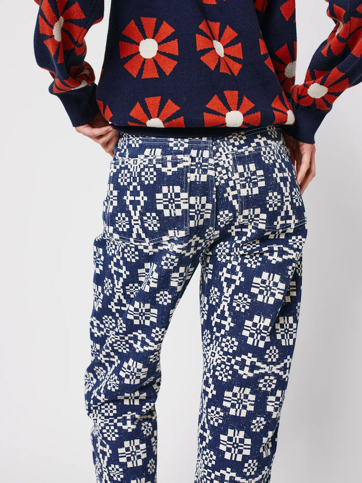 Kaleidoscope pattern high waist jeans