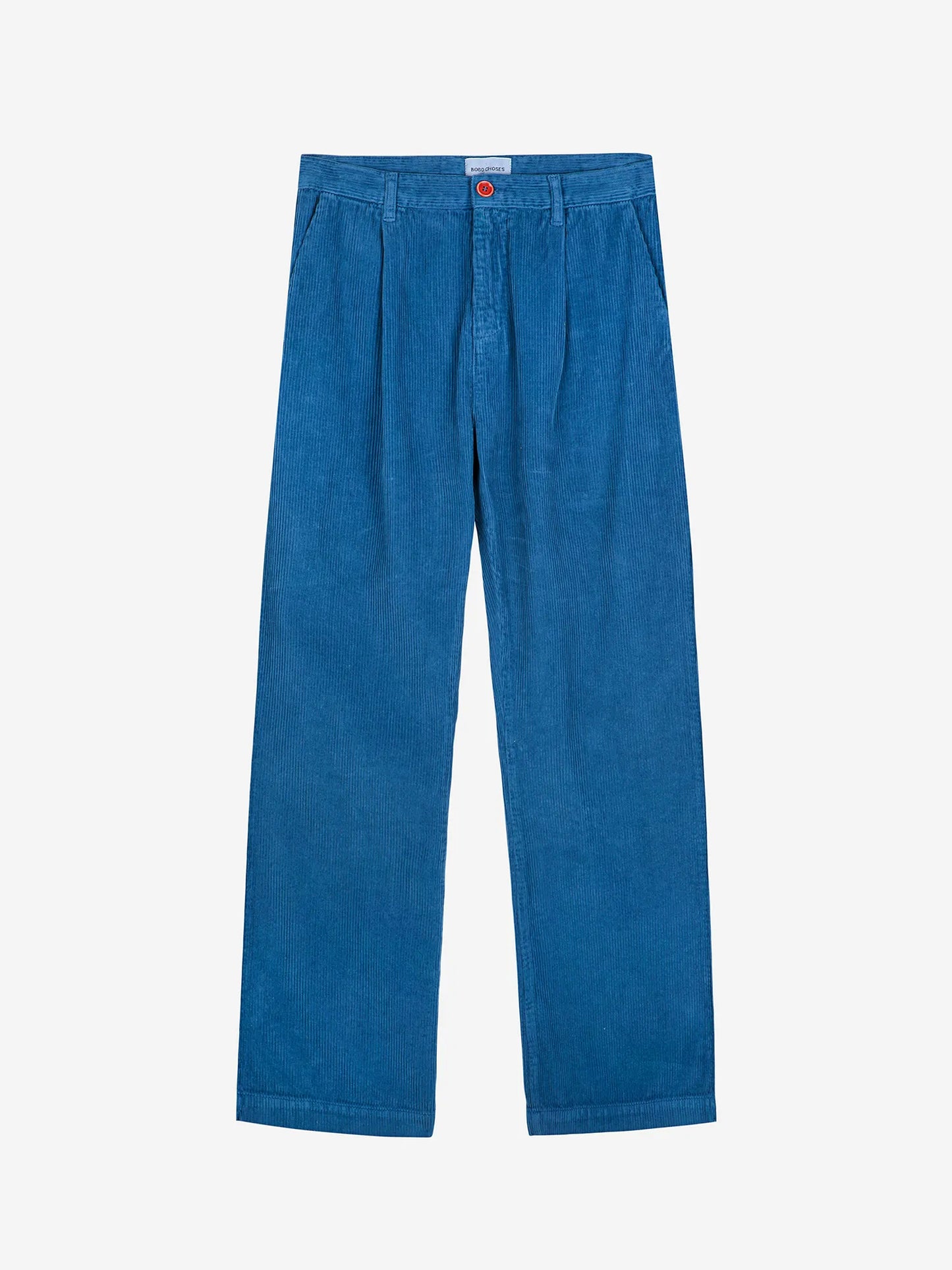 Blue pleated corduroy pants