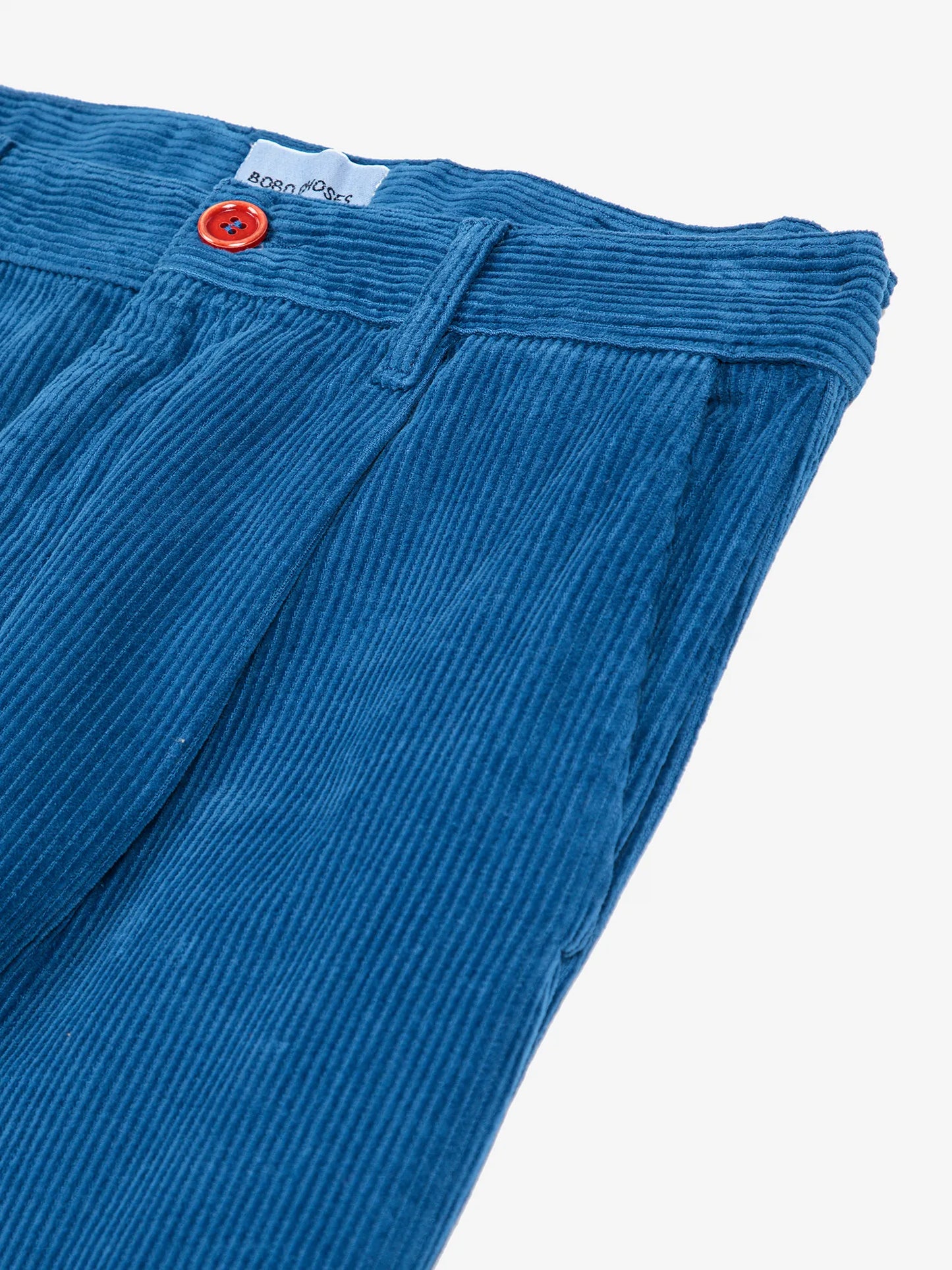 Blue pleated corduroy pants