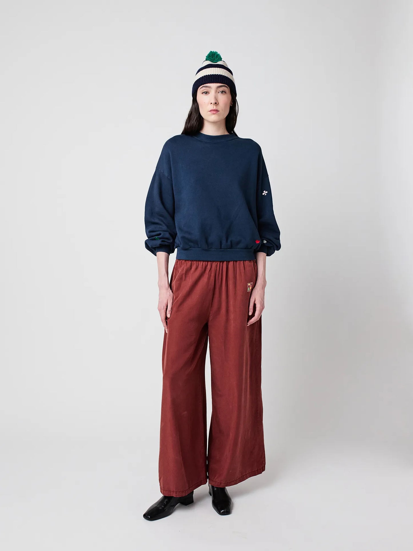 Pantalon long évasé rose