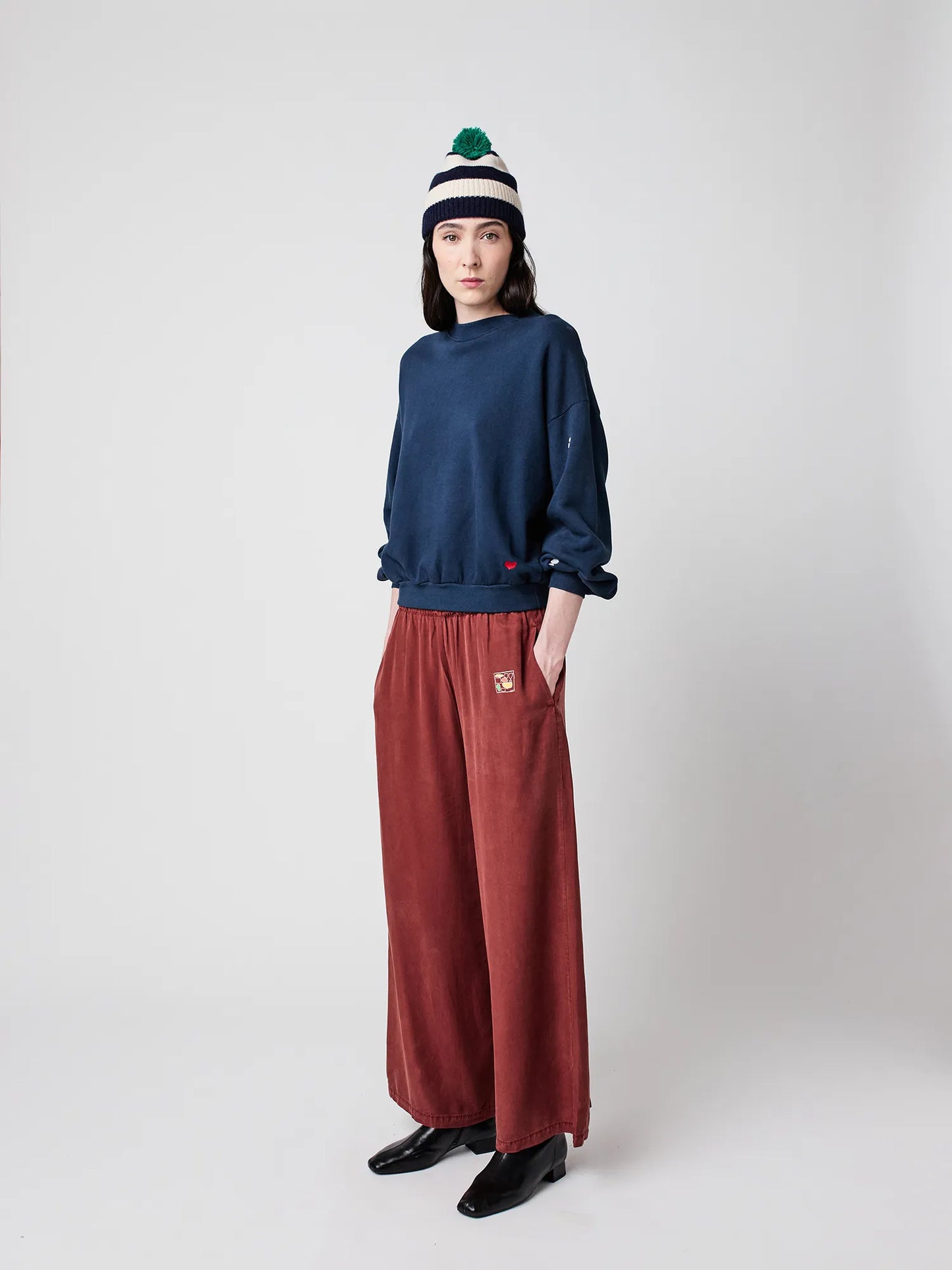 Pantalon long évasé rose