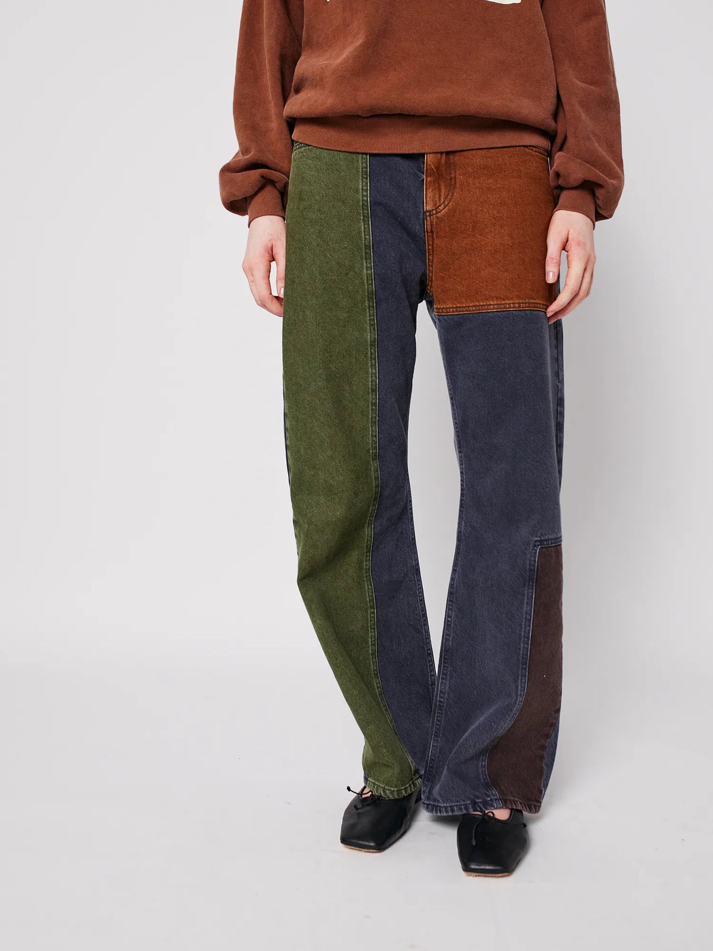 Color block denim pants
