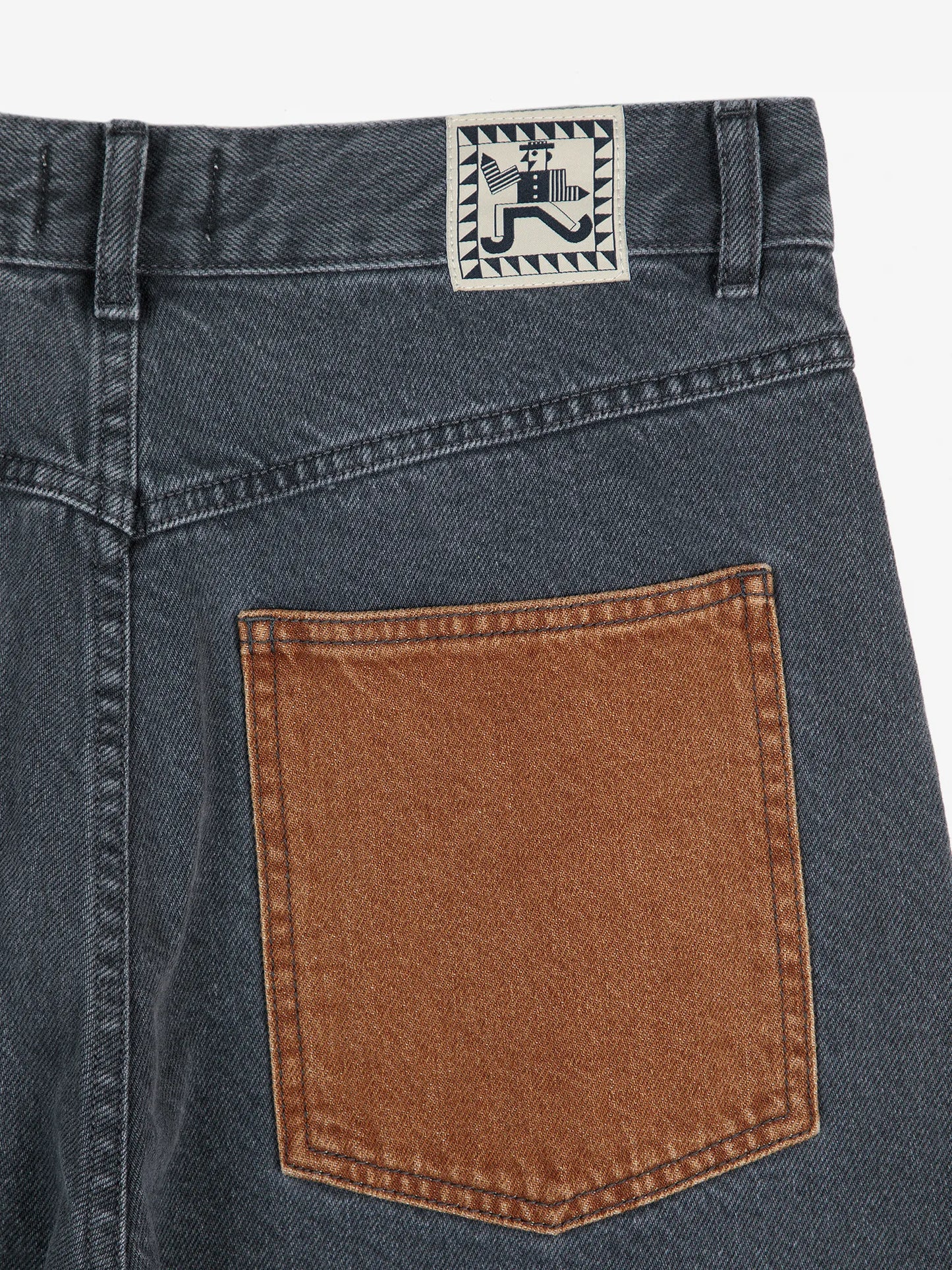 Color block denim pants