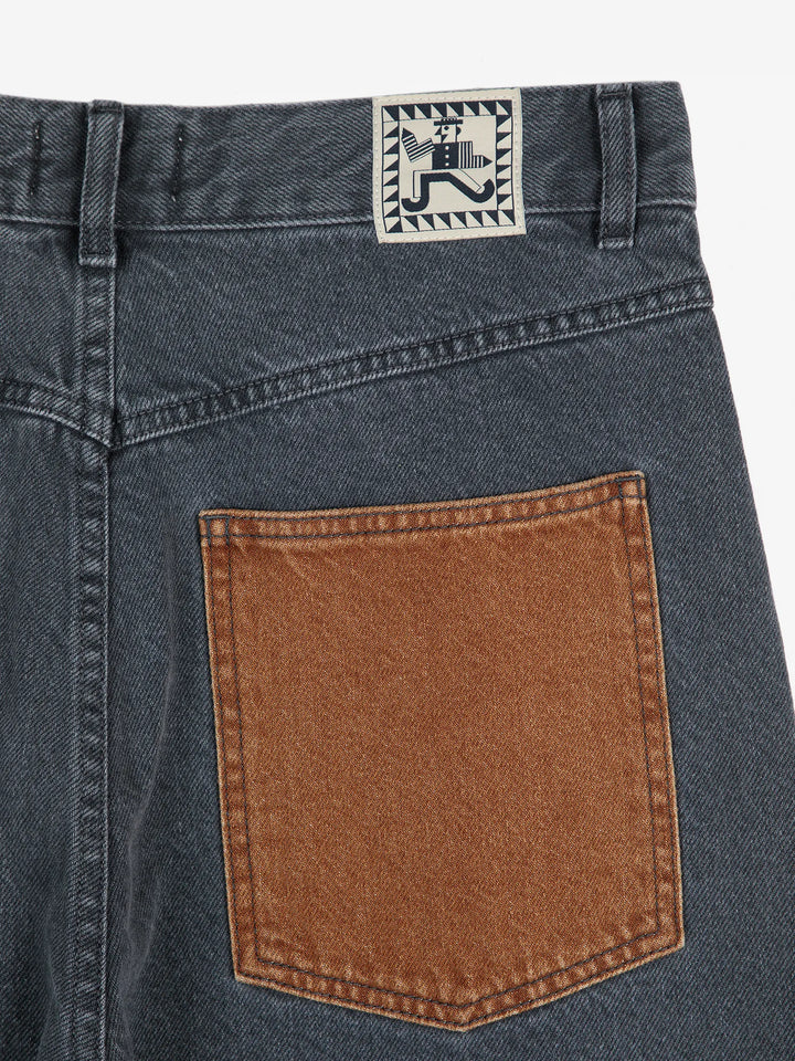 Color block denim pants