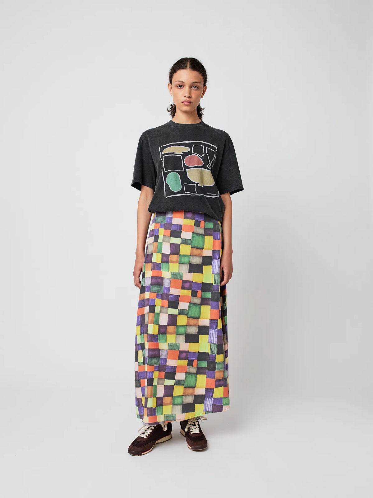 Obo Pattern Rainbow plaid pattern modal skirt for Woman | Bobo Choses