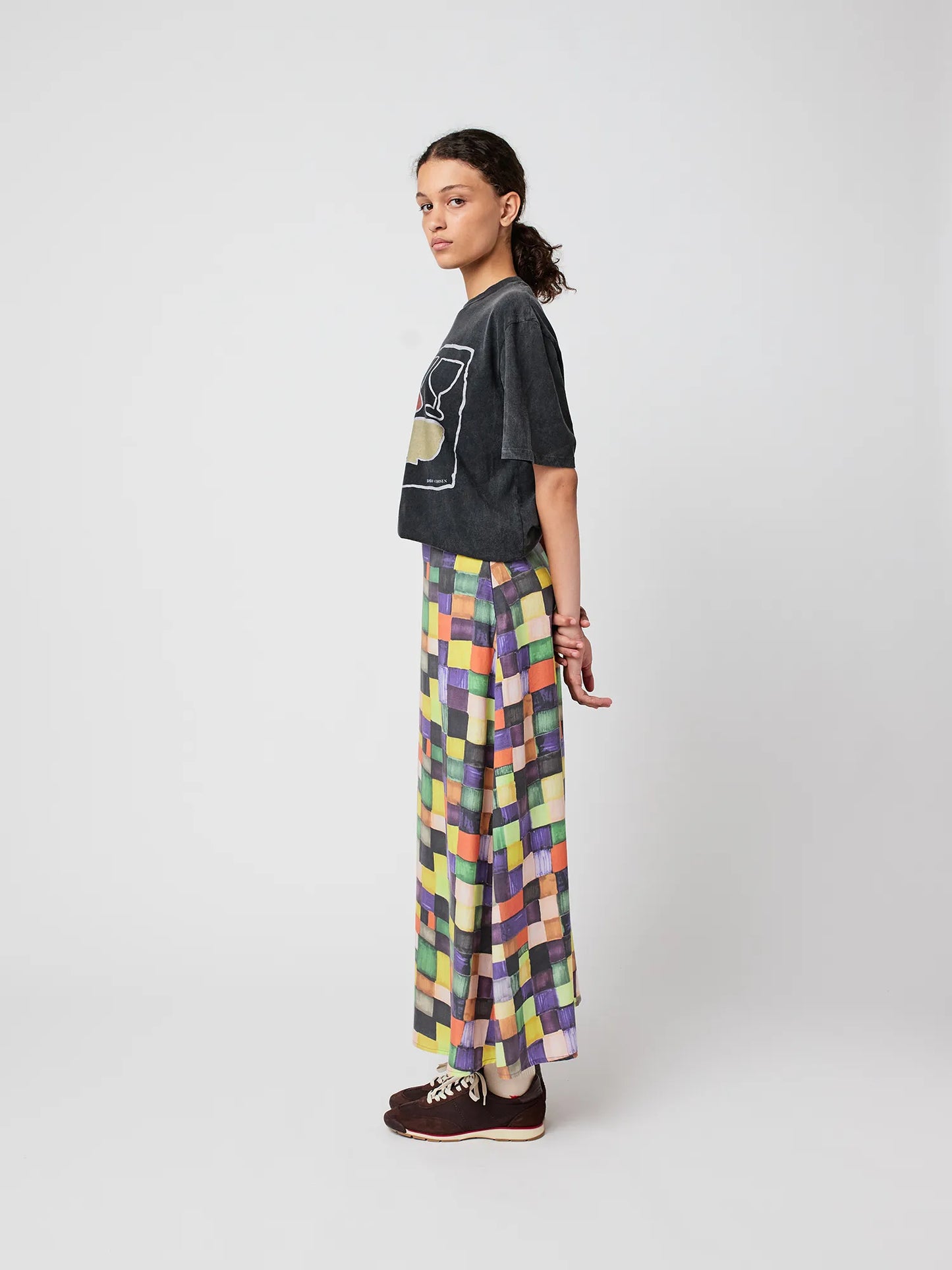 Jupe en modal motif Rainbow Plaid