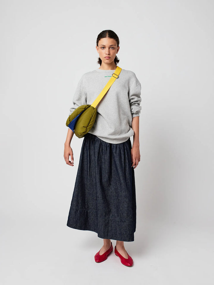 Denim A-line stripe skirt