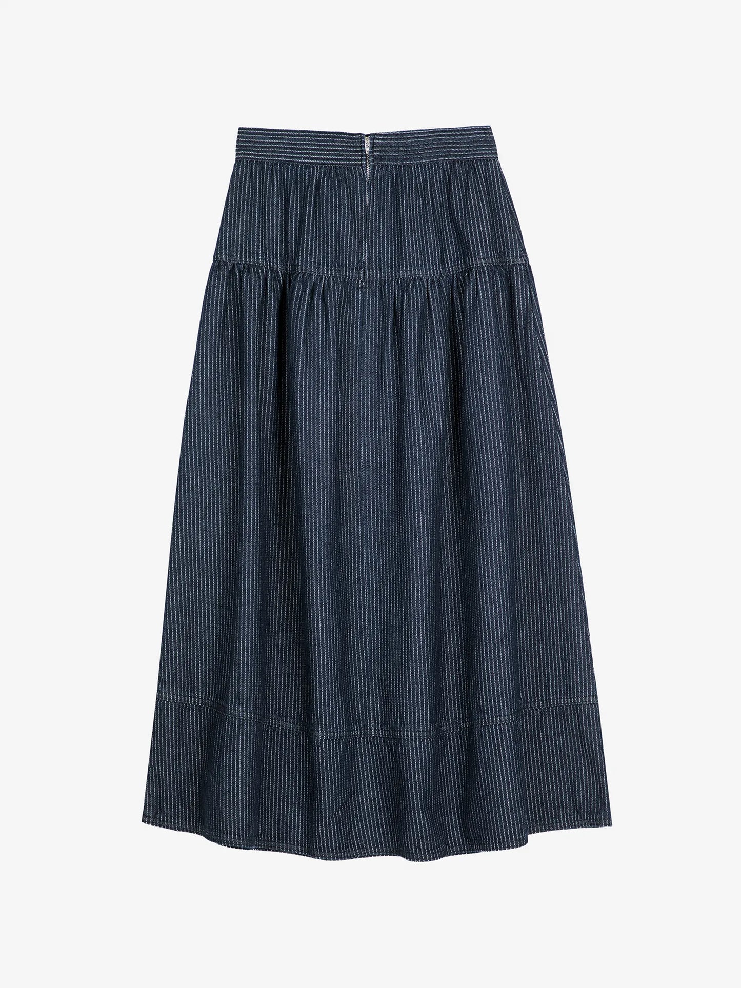 Denim A-line stripe skirt