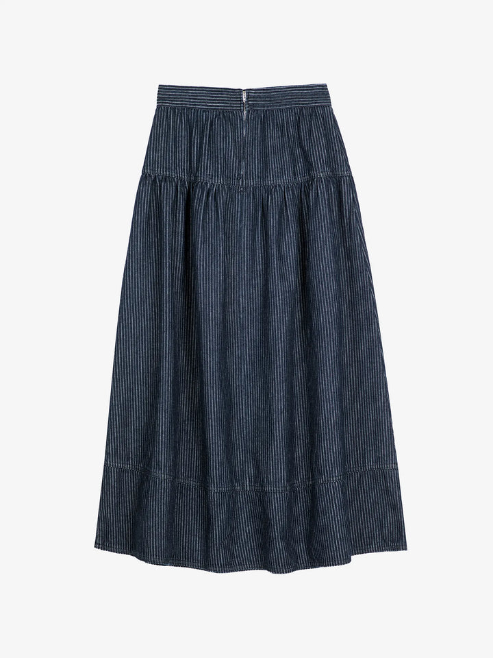 Denim A-line stripe skirt