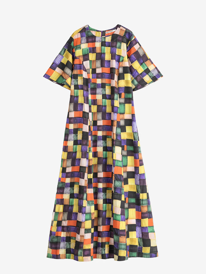 Rainbow Plaid pattern modal dress