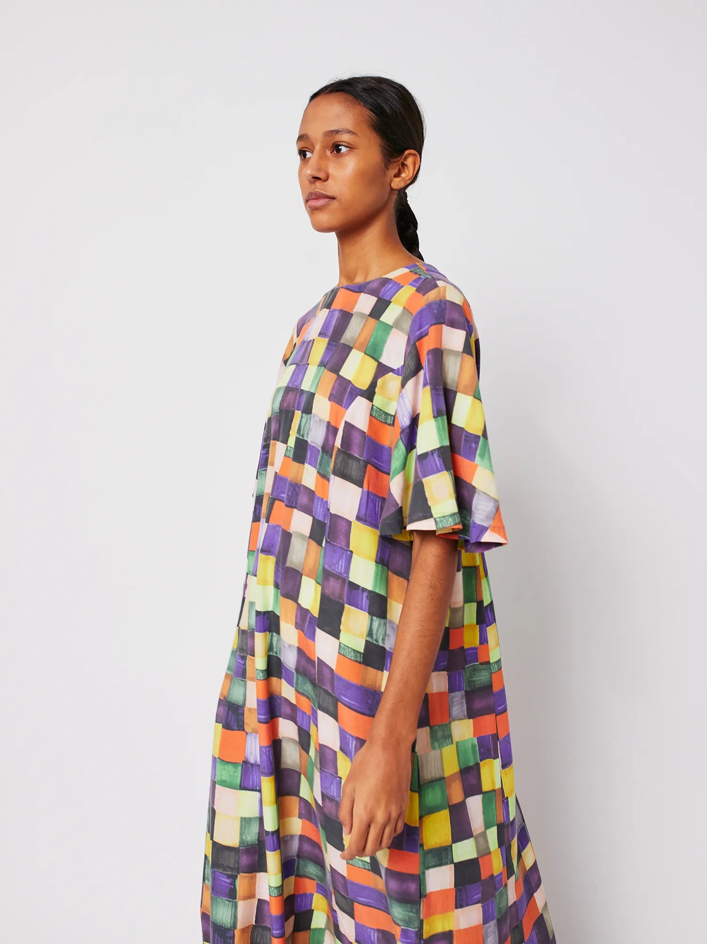 Robe en modal motif Rainbow Plaid