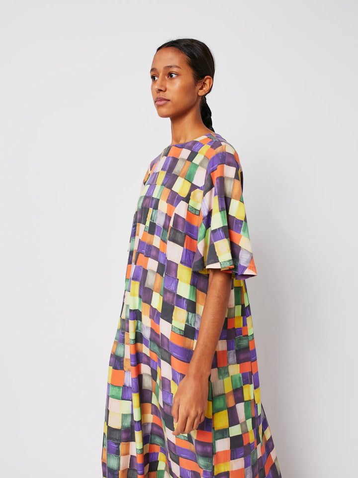 Rainbow Plaid pattern modal dress