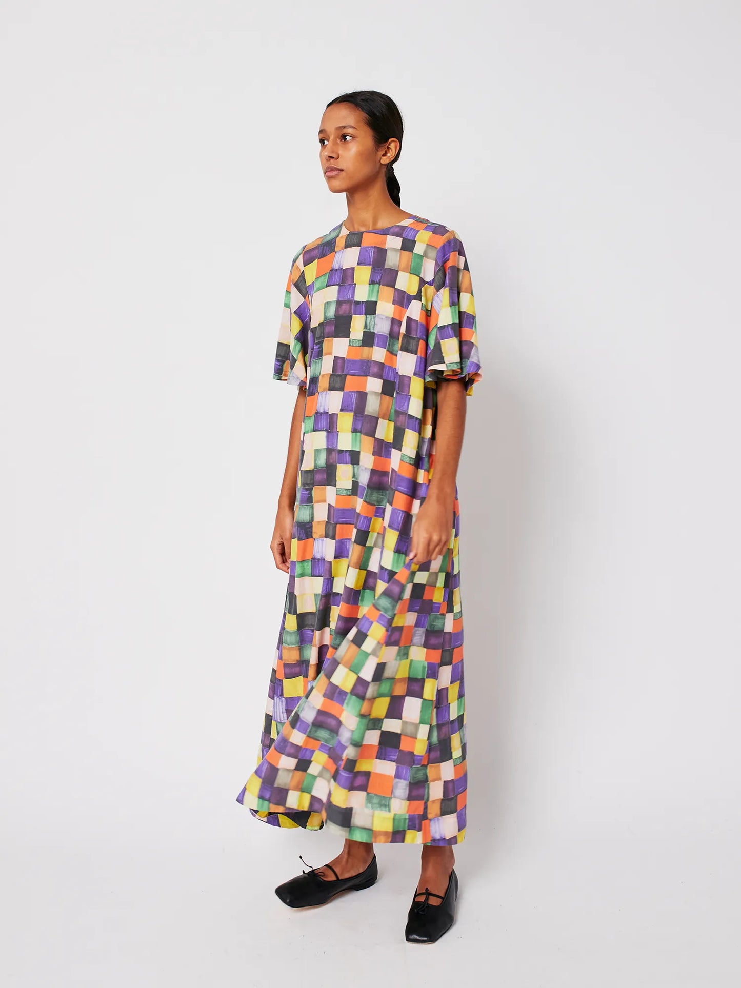Robe en modal motif Rainbow Plaid