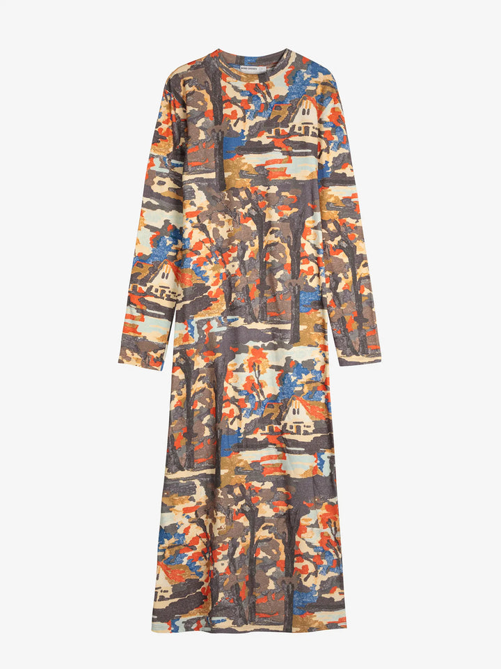 Forest House pattern straight dress