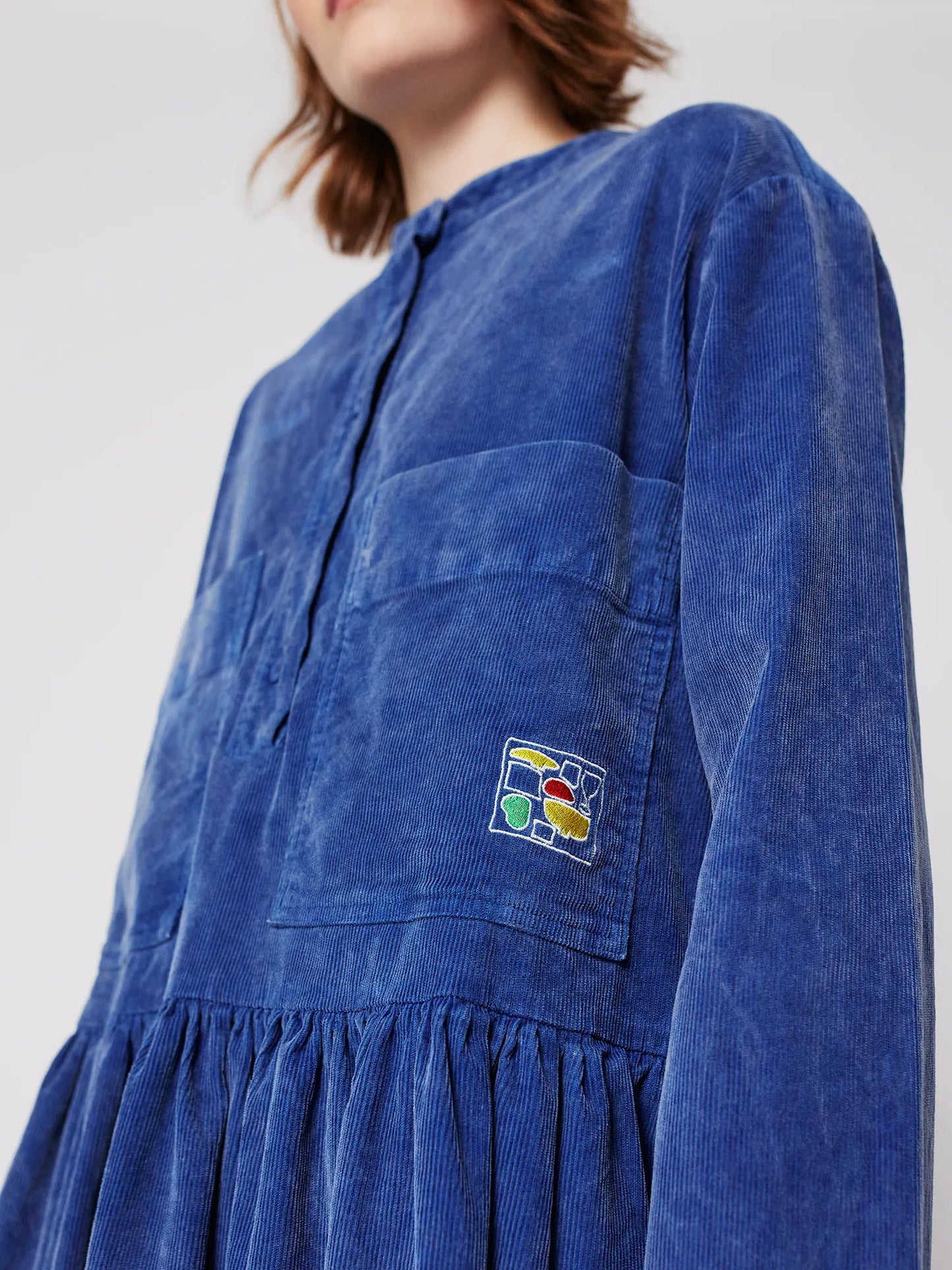 Robe décontractée en velours côtelé bleue