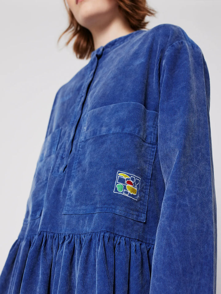 Lässiges Cordkleid Blau