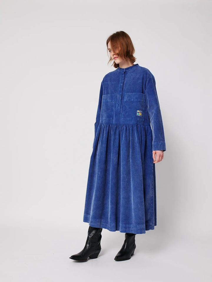 Robe décontractée en velours côtelé bleue