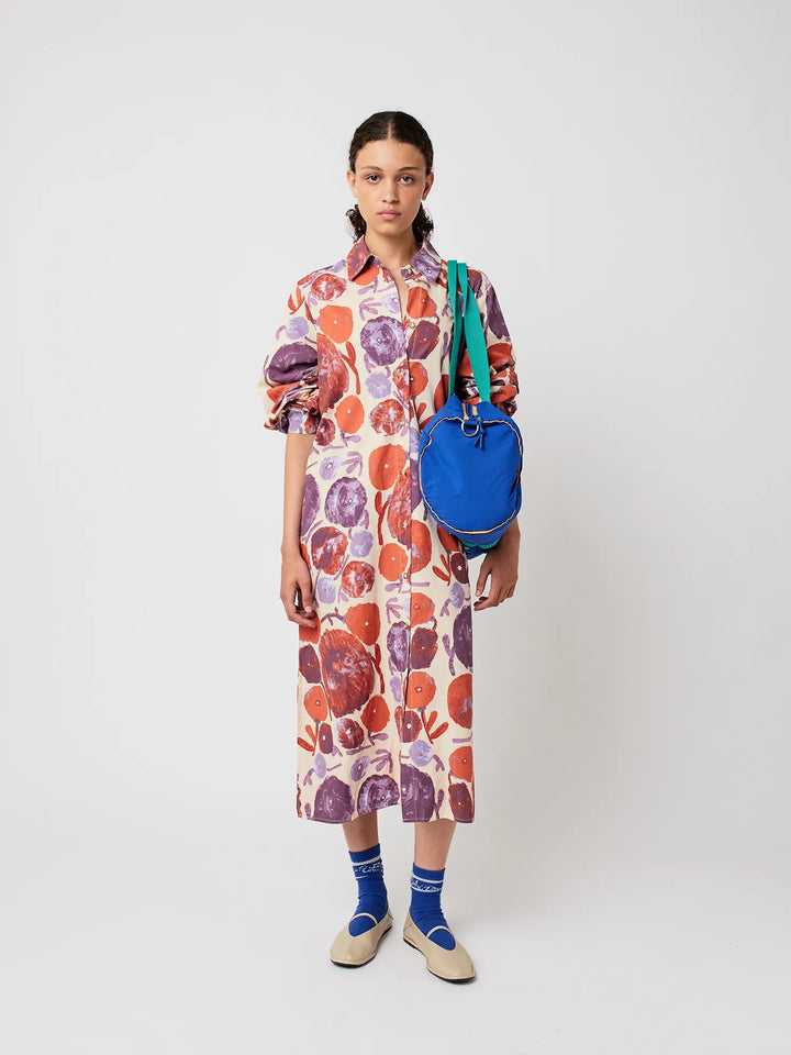 Dahlia pattern shirt dress