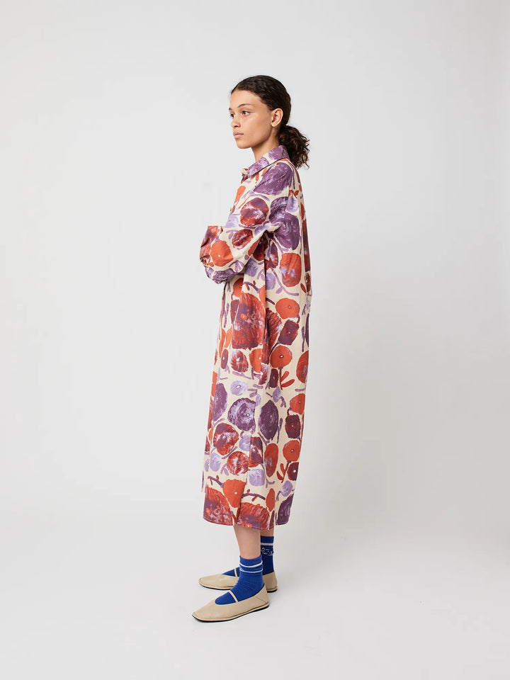 Dahlia pattern shirt dress