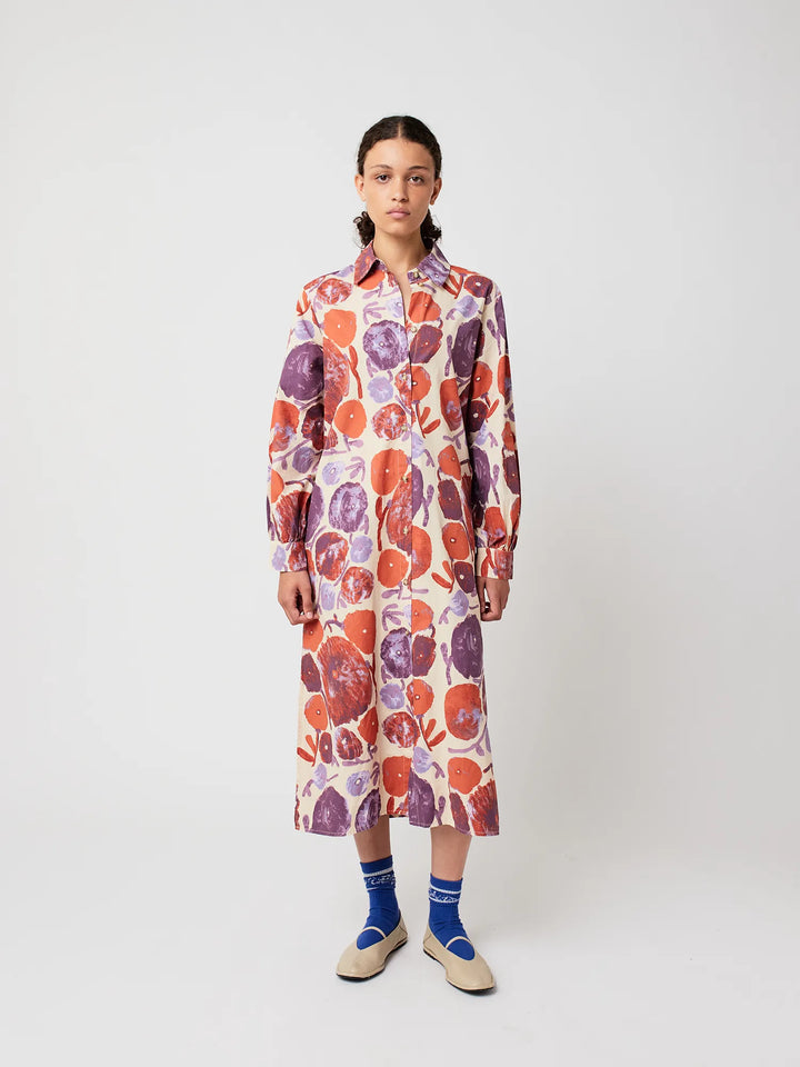 Dahlia pattern shirt dress