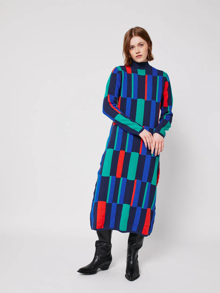 Geometric jacquard knitted dress