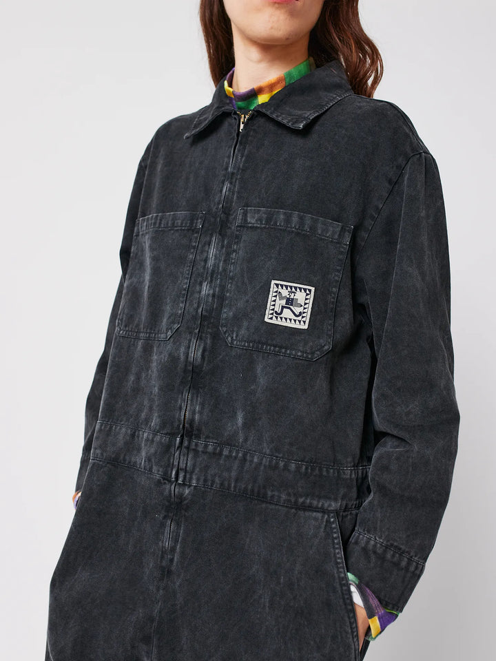 Denim zip-up jumpsuit