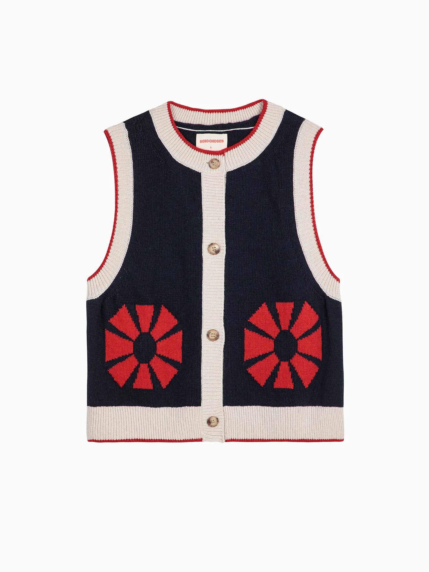Gilet sans manches en maille Flower