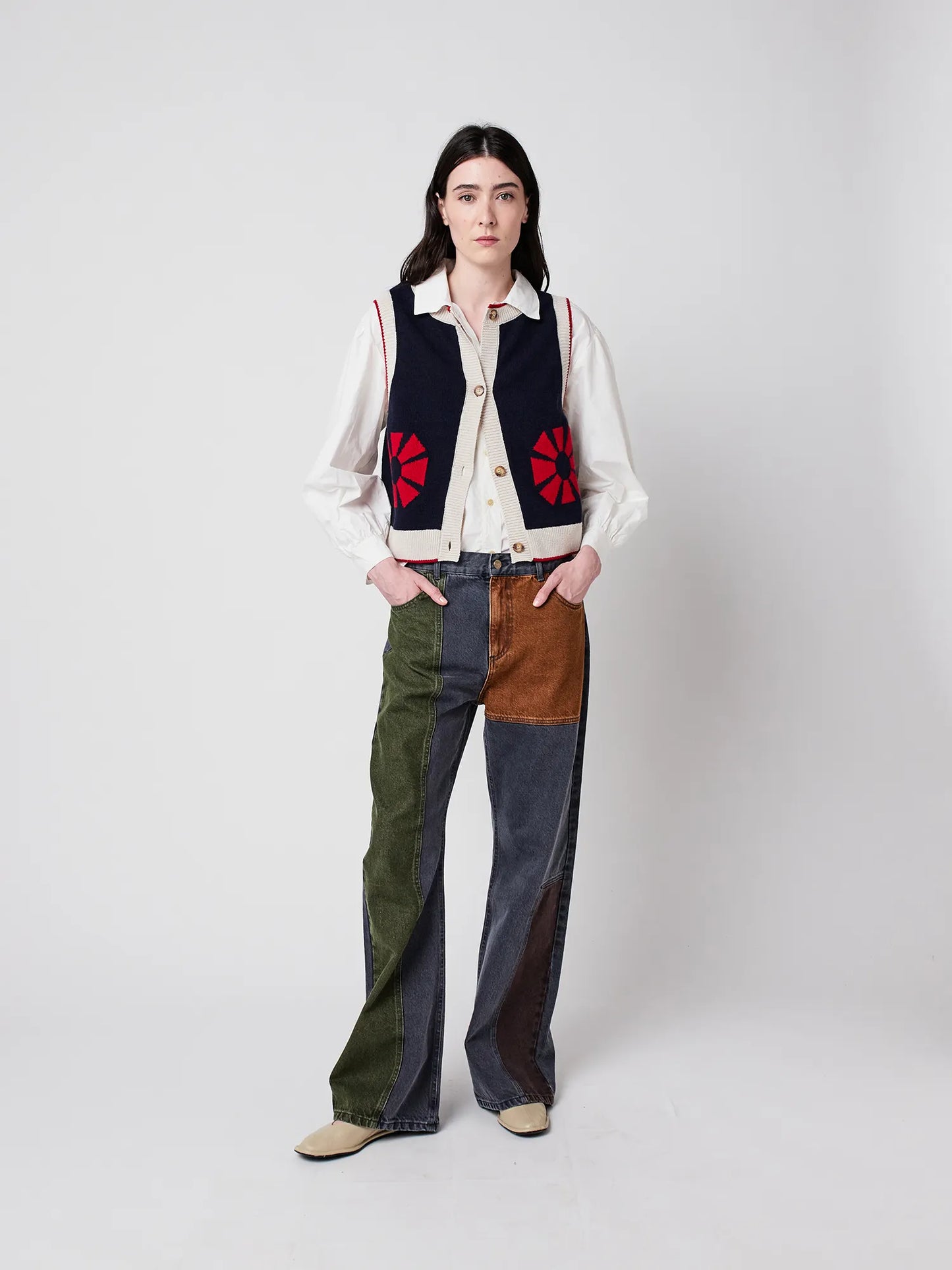 Gilet sans manches en maille Flower