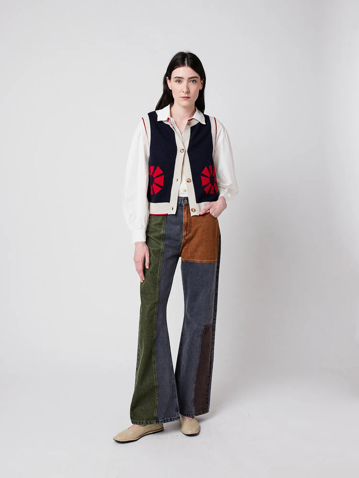 Flower knitted vest