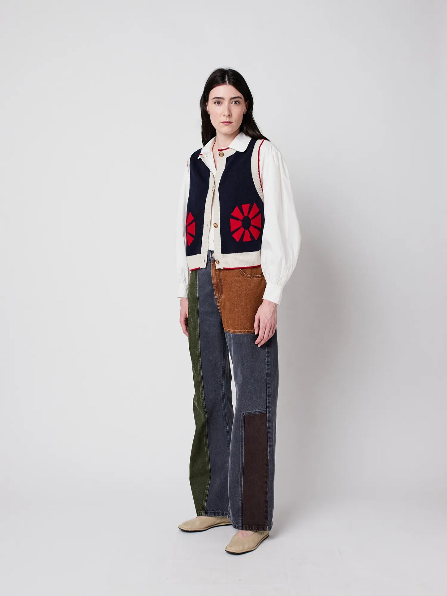 Gilet sans manches en maille Flower