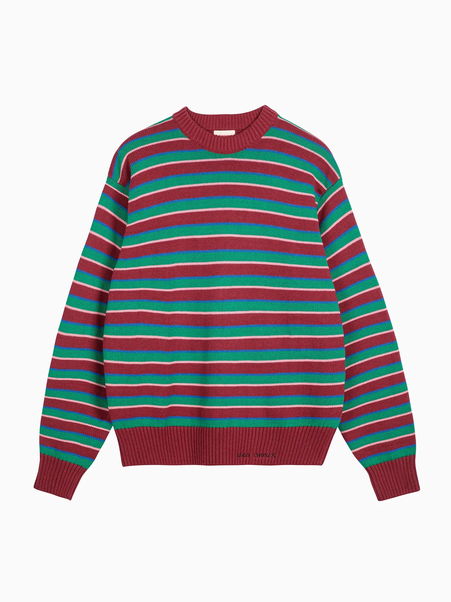 Taillierter Baumwollpullover mit Streifen