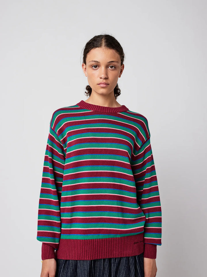 Striped fitted cotton jumper
